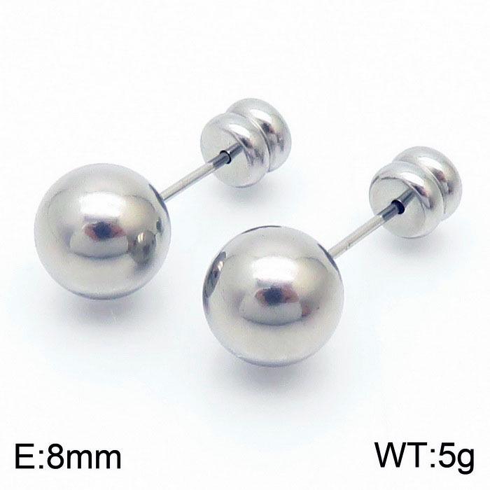 European & American Titanium Steel Round Bead Women's Stud Earrings - Simple Street Style Accessories