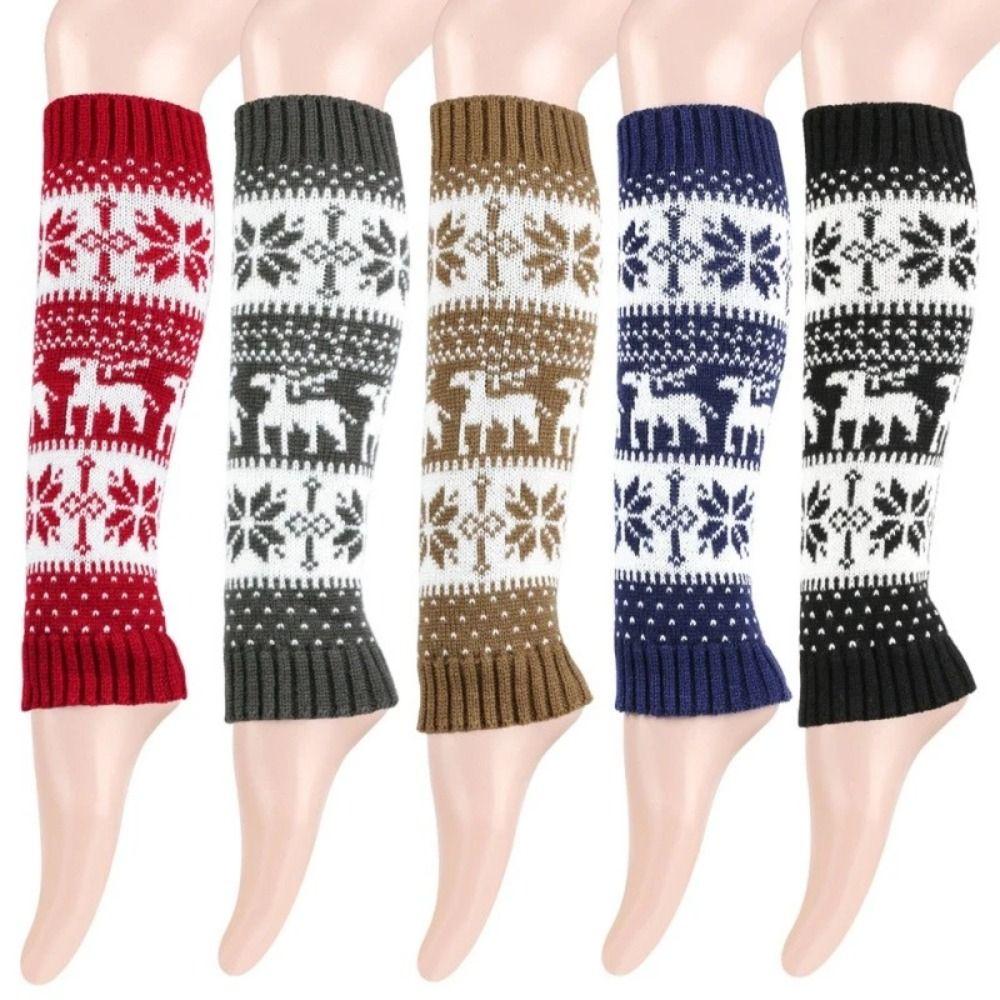 Retro Women Knitted Sock Deer Calf Socks Gifts Christmas Winter Leg Warmers