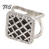 Non-slip Scarf Clasp Grid Square Ring, Rhinestone Silk Clip, Decorative Fine Electroplated Ring Slide Elegant Wrap Holder for Women Neckerchiefs