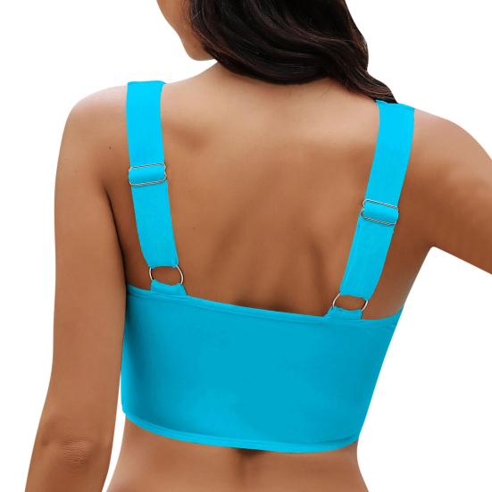 Damskie stroje kąpielowe góry Węzłowy przód Wydrążony detal Regulowane ramiączka Wyjmowane wkładki Bluzki do pływania