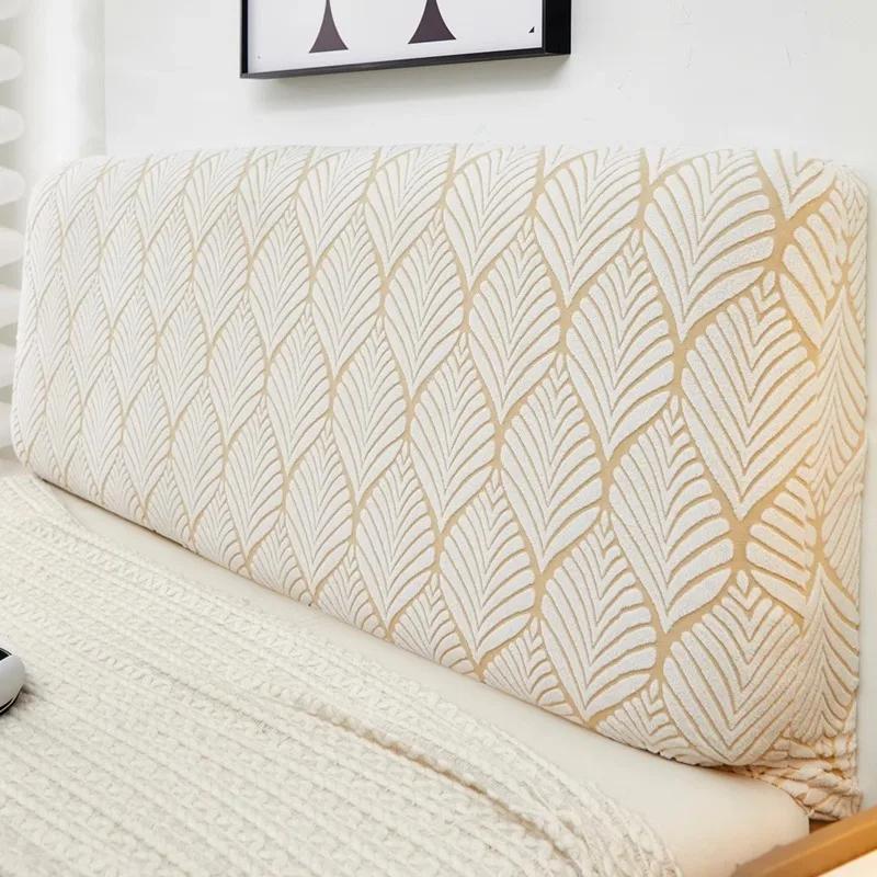

1 шт. Чехол на изголовье кровати жаккардовый всеобъемлющий однотонный с рисунком листьев накидка на спинку кровати для спальни L120cm H50-60cm S