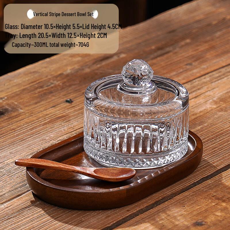 Vertical Stripe Glass Breakfast & Dessert Bowl Set