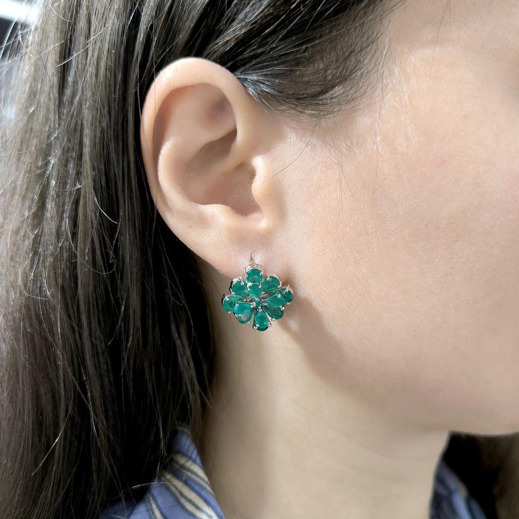 Silberne Ohrringe mit natürlichem Achat 6,8 ct (2174073)