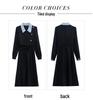 Azure Night Traveler Faux Two-Piece French Dress, 2026 Autumn/Winter Collection