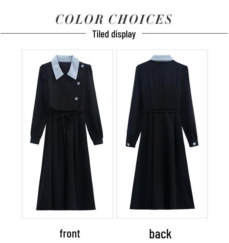 Azure Night Traveler Faux Two-Piece French Dress, 2026 Autumn/Winter Collection