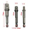 Drill 1socket Adapter Bits Set Hex Shank 14" 38" 12" 3pcs Impact Driver Tools