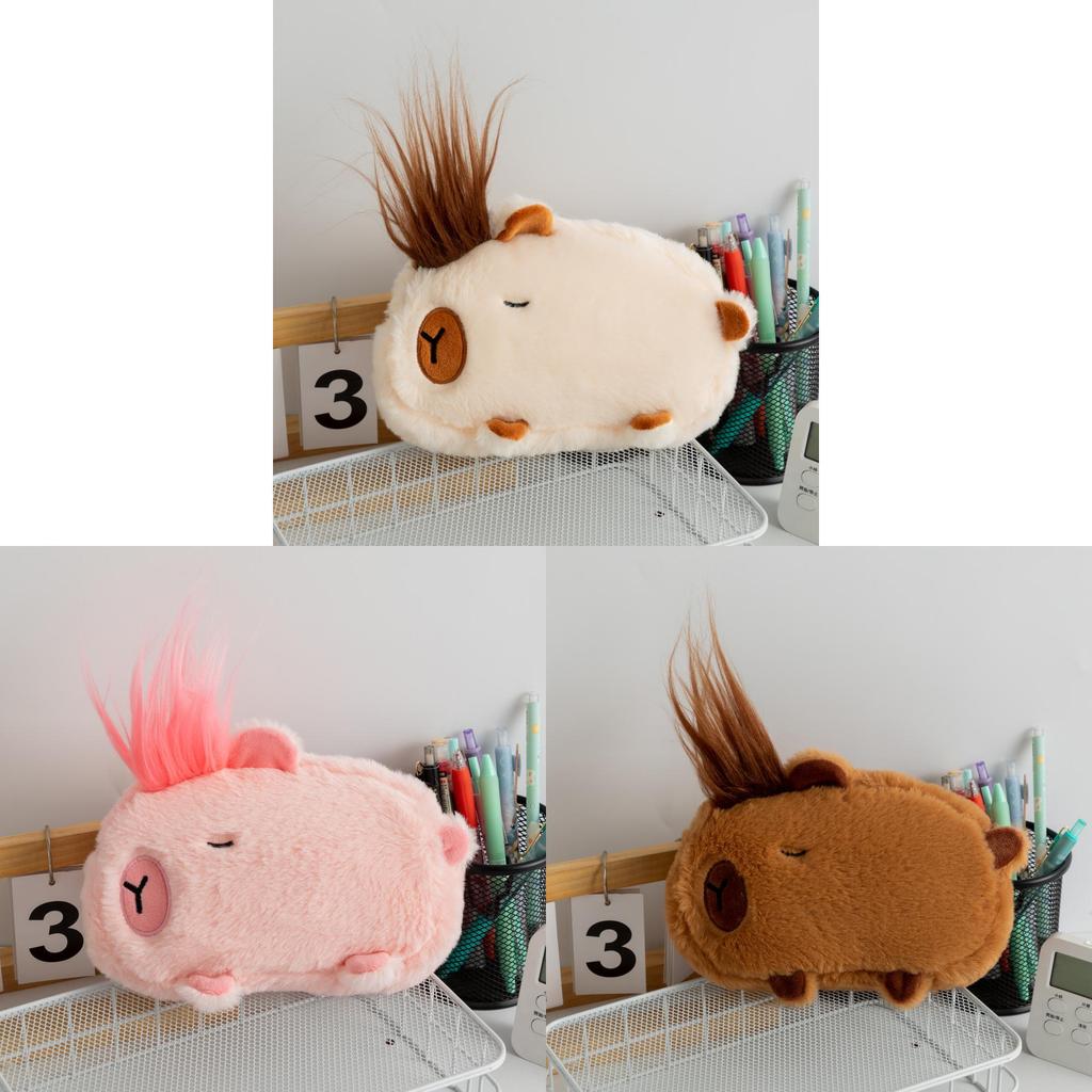 Plush Capybara Pencil Case With Large Capacity For Students Creative Storage Bag
