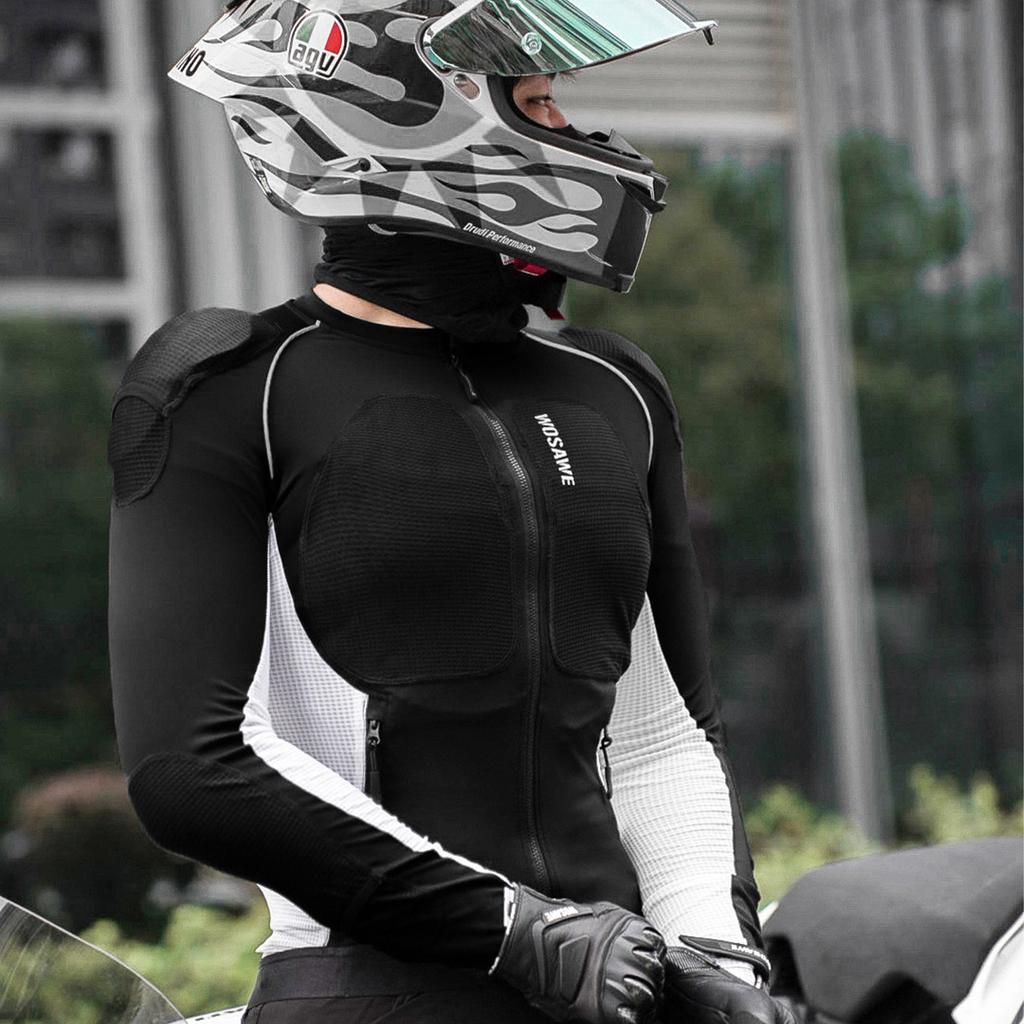 WOSAWE Motorcycle Jacket Body Armor Protection Jackets Motorbike Clothing Moto Riding Back Protectors CE Certification Soft Pads