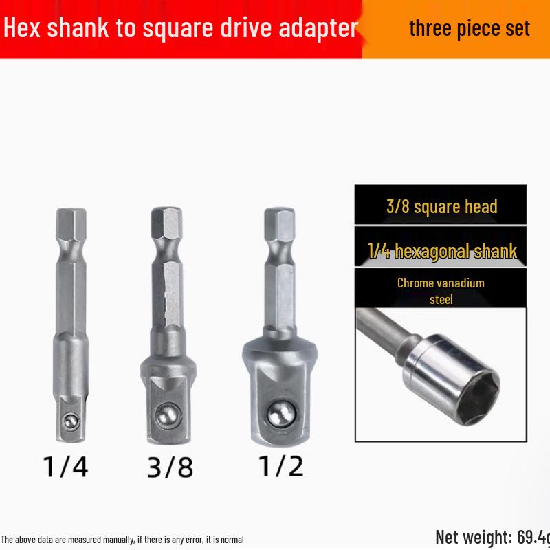 Socket Head Connection Rod: Hex Shank to Square Drive Adapter for Electric Wrench and Hand Drill