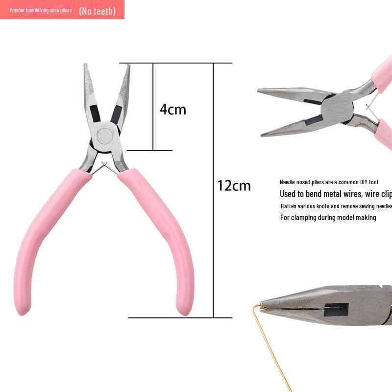 "Handmade Pink Needle-Nose Pliers: Multi-Function Jewelry Tool for Beading and Winding"