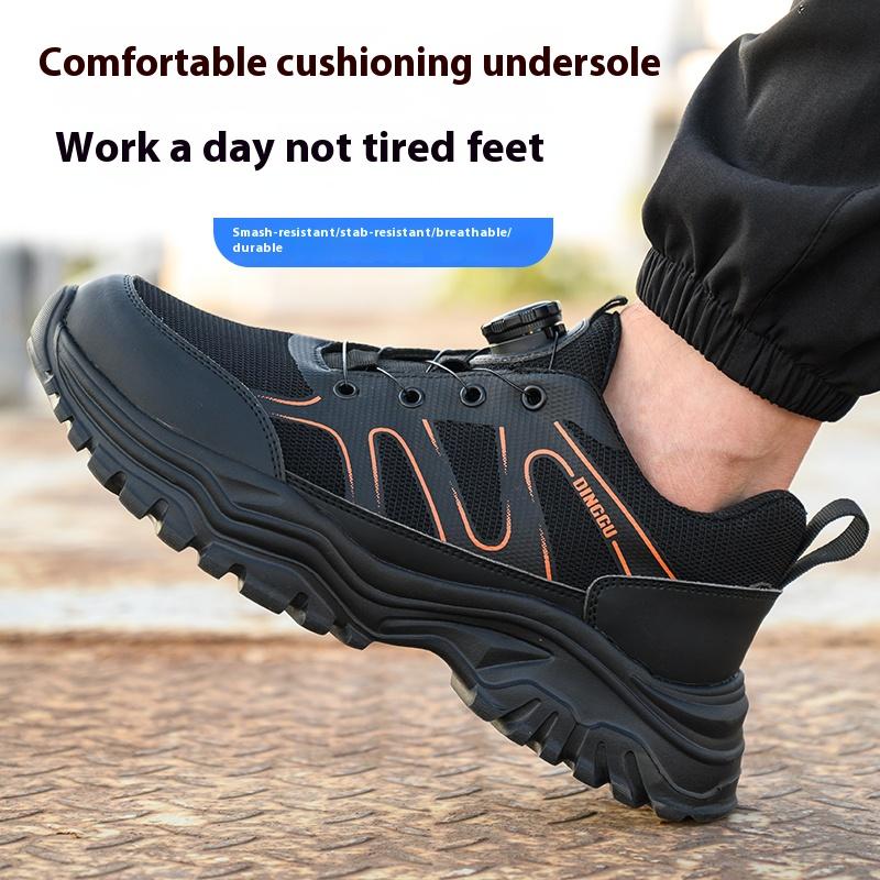 Rotating Button Work Safety Shoes For Men Steel Toe Shoes Indestructible Safety Boots Protective Security Work Sneakers