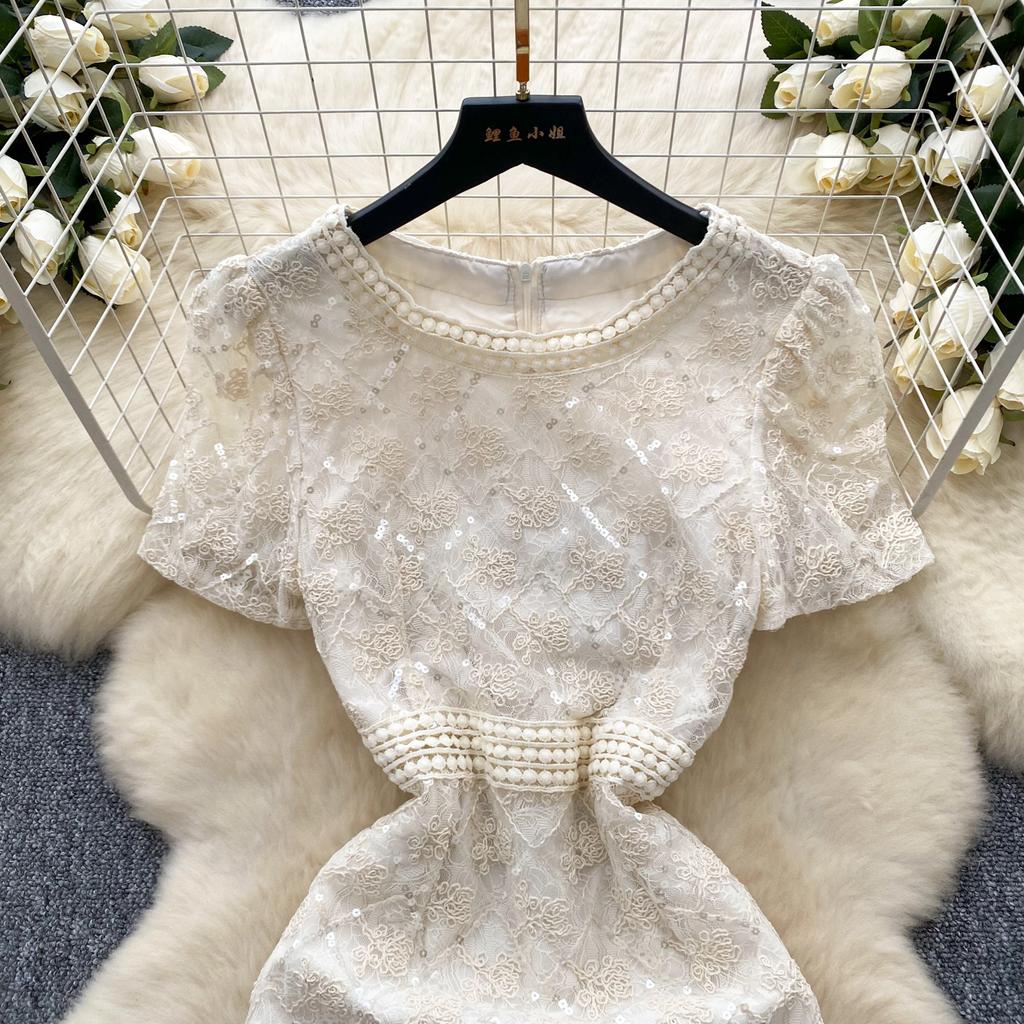 Summer Small Size Women Embroidery Flower Sequined Slim Bodycon Student Princess Party Dresses For Graduation