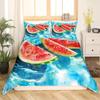 Watermelon Duvet Cover Set Kids Girls Delicious Fruit Print Bedding Set Pink Watermelon Pattern Room Decor Comforter Cover Sets