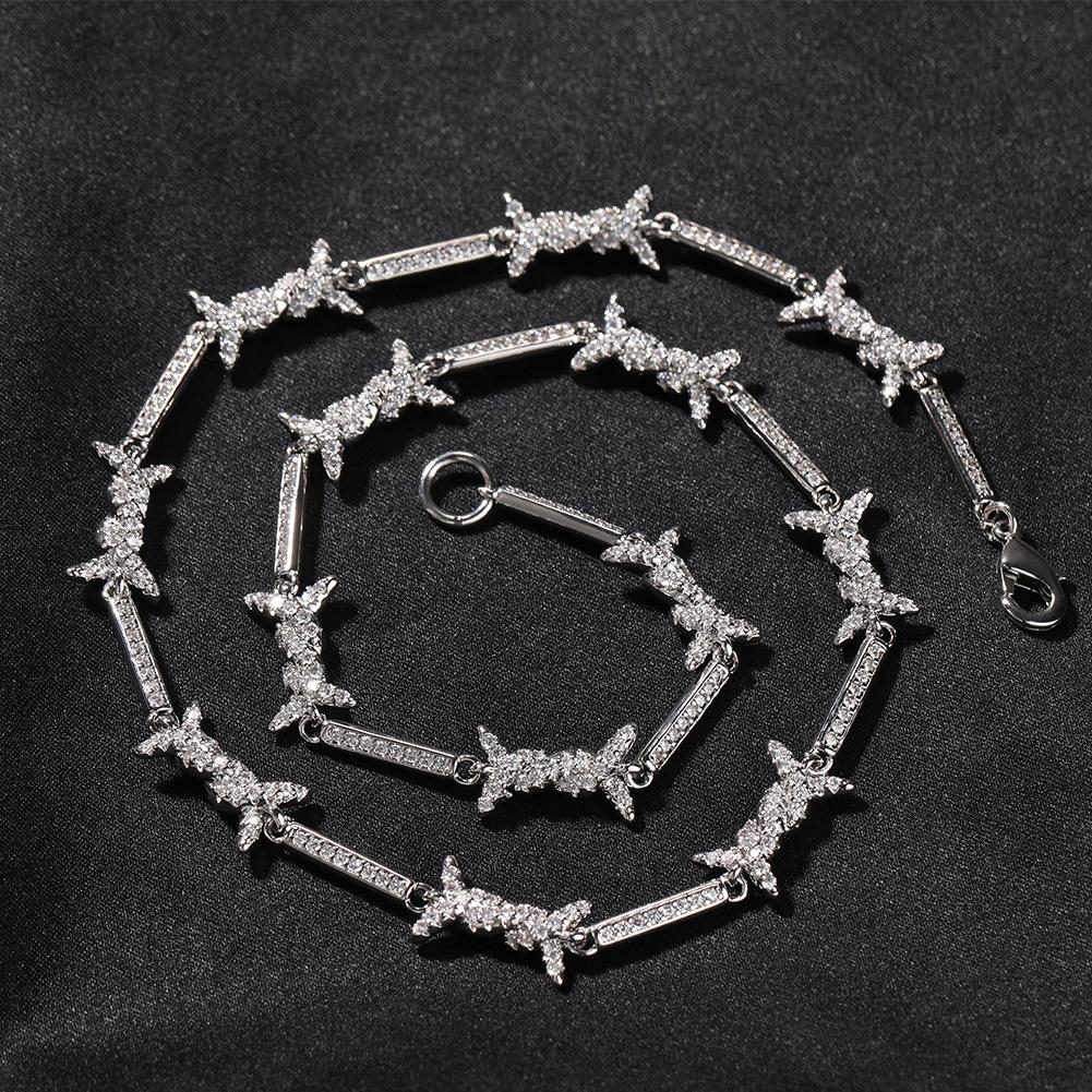 Hiphop New Thorn Fine Wire Necklace Personalized Zircon Creative Men's Necklace