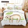 Juego de Funda Nórdica Perezoso Mamífero Arbóreo Durmiendo en Rama en Bosque Humor Perezoso Tema Relajante Juego de Ropa de Cama Decorativo de Poliéster