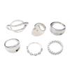 European & American High-End Wide Band Alloy Ring Set with Irregular Line Design
