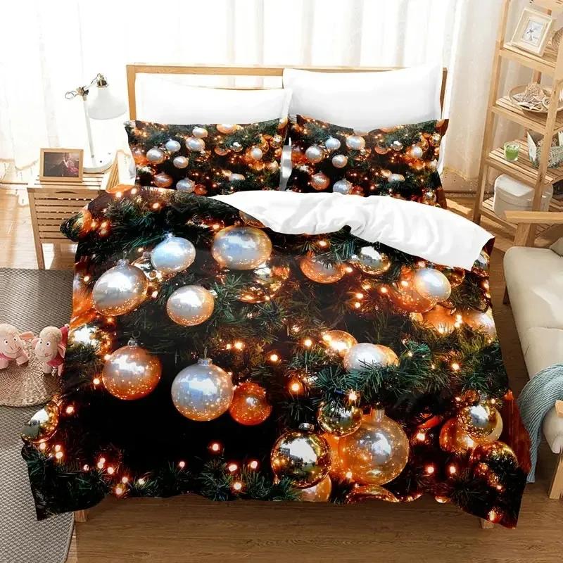 Christmas Bedding Set Duvet Cover Polyester Comforter Cover Pillow Case 3D Queen King Double Full Twin Single Bedroom
