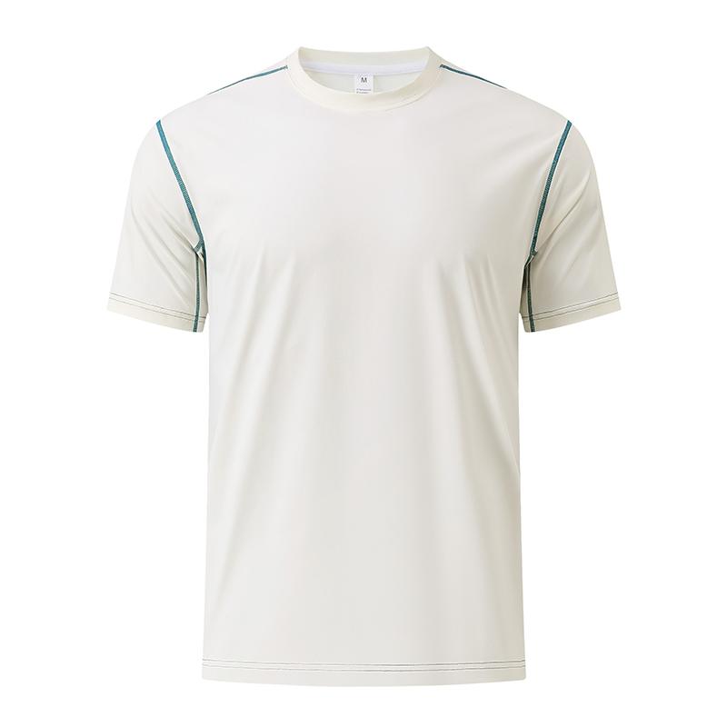 

Solid Color Short Sleeved T-shirt Breathable Quick Drying Outdoor Running Sports Men s Stretch Short Sleeved T-shirt XL білий