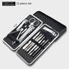 7//12pcs Set Professional Manicure Set Kits Stainless Steel Fingernail Toenail Clippers Set with Leather Portable