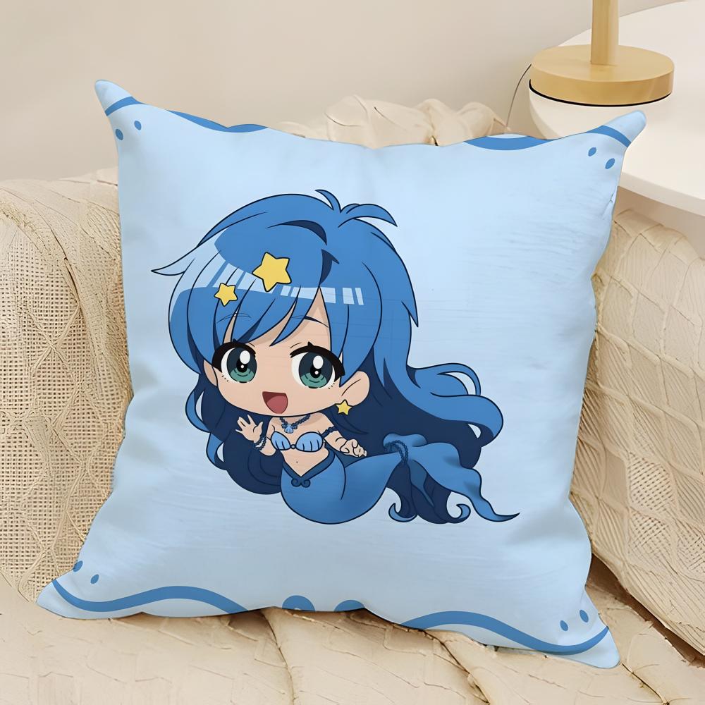 Comic Anime M-Mermaid Melody Pichi Pichi Pitch Pillow Case Natural Linen Double-Sided Printing Sofa Home Decor Cushion Cover