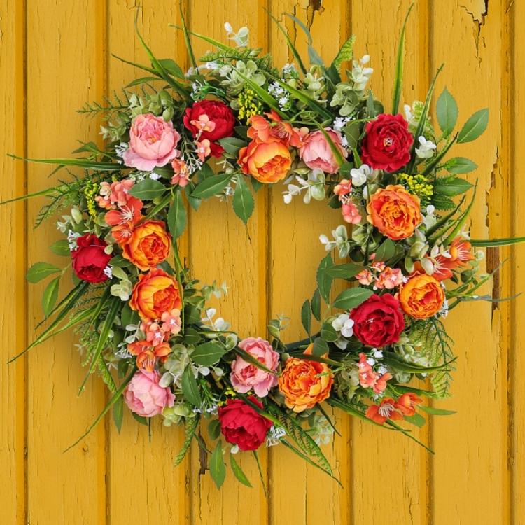 Flower Wreath,Artificial Peony Wreath Spring Wreath Valentine Wreath Gifts