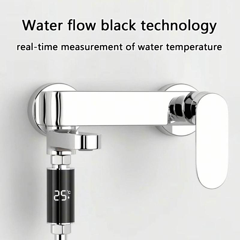 Wasserhahn-Thermometer LED-Anzeige Wasserbetriebene Thermometer Tragbarer Wasserdichter Indikator für Sicheres Baden Wasserregelung
