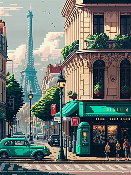 Diy Diamond Painting Mosaic House Street Full Square Round Embroidery Mosaic Landscape Home Decor