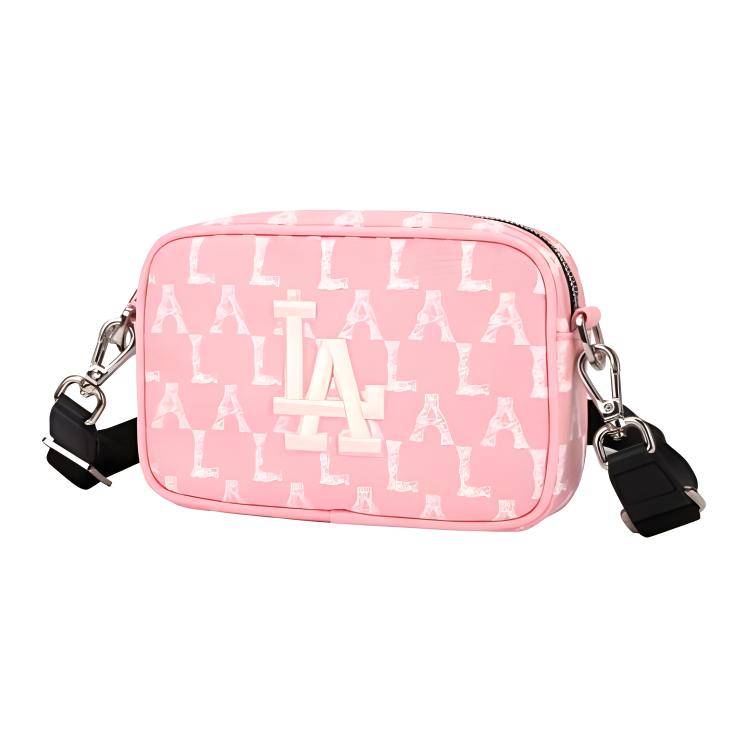 New MLB Monogram Collection Nylon Fabric Shoulder Bag, Crossbody Bag Regular Unisex Cherry Blossom Pink 32BGDR111-07P