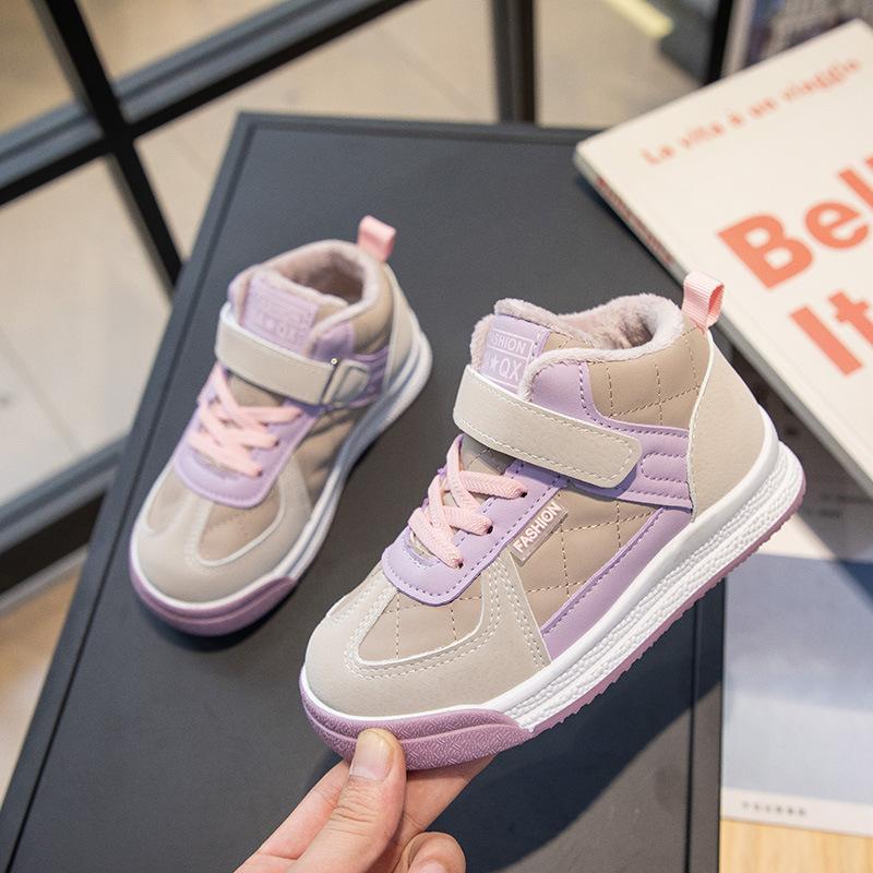 Girls' low-top board shoes winter velvet two cotton shoes 2025 autumn new boys' foreign-style versatile casual sports shoes