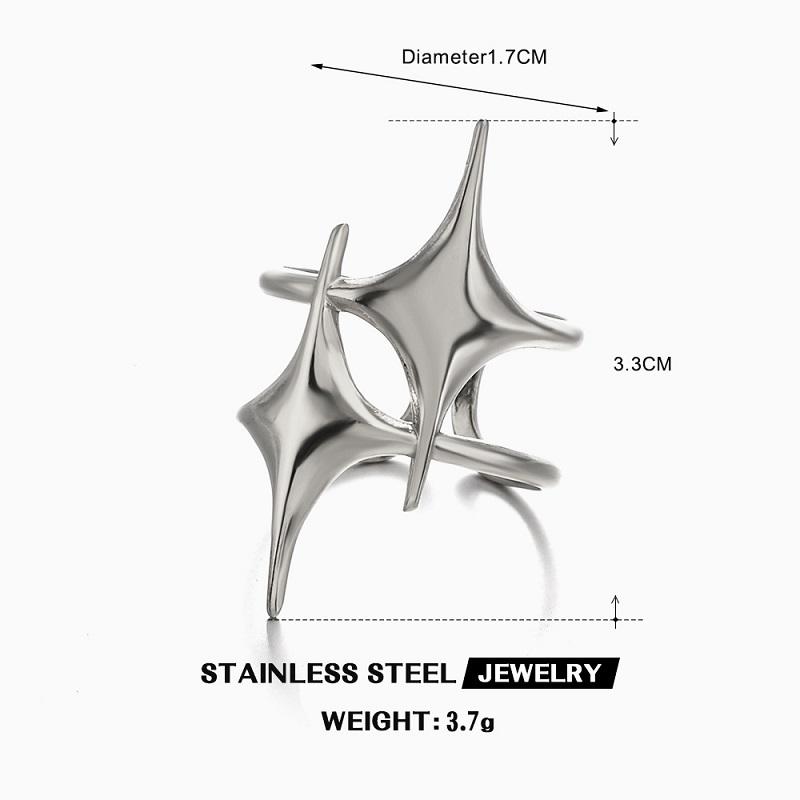 Stainless Steel Meetal Star Cross Open Rings For Women Men Vintage Gold Five Pointed Star Adjustable Rings Jewelry Gift