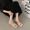 French evening breeze cool slippers summer outer wear women's shoes new year silver square head with skirt thick heel sandals