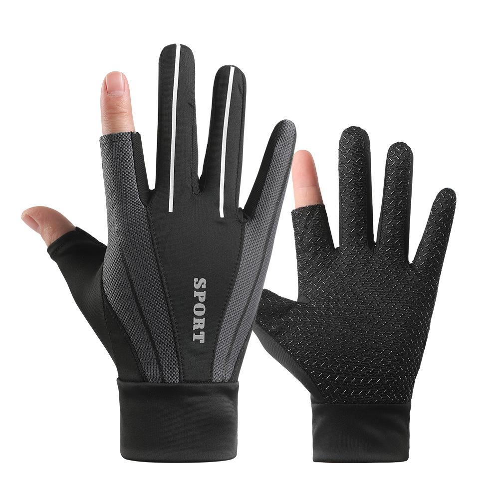 Cycling Gloves Men and Women Outdoor Sports Driving Fishing Anti-slip Floppy Ice Silk Full Finger Touch Screen Fishing Gloves