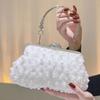 Goldene Helle Seiden Abendtasche Fashi Runde Strass-Dekorative Kette Bankett Kupplung Schultertaschen Hochzeitsfeier