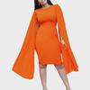 Elegant African OL Long Sleeve Pleated Dress