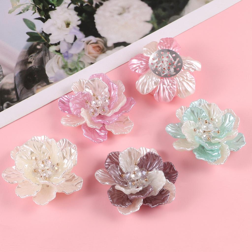 1/5Pcs ABS Pearl Camellias Flowers, for Dress Bags Shoes Brooch Bead Jewelry, and DIY Decorative Accessories