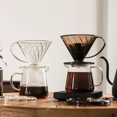 Hand Brewed Coffee Filter Cup Plastic Reusable Espresso Coffee Dripper Funnel Barista Brewing Tools Funnel Filters Coffeeware