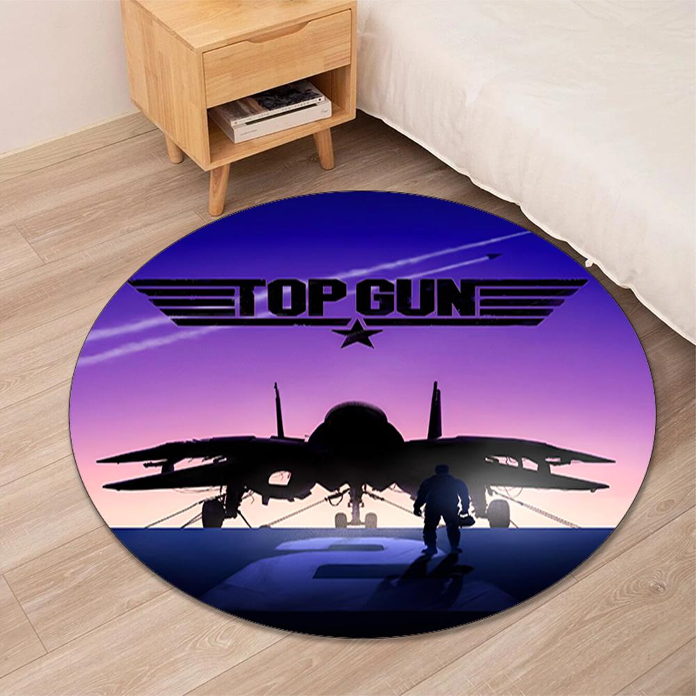 Top Gun Printed Round Rug Carpet Chair Rug Area Rug Entryway Doormats,for Office Chair Living Room Bedroom Kitchen Room.