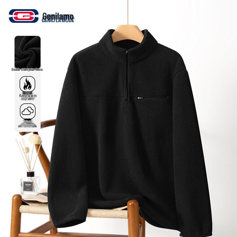 

GENIOLAMODE Men s Winter Heavyweight Fleece Half-Zip Jacket XL
