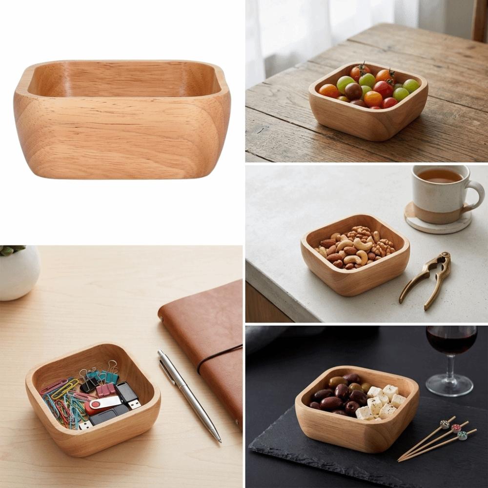 Square Wood Plate Wood Salad Plate Eco Friendly Ins Style  Tray  Decoration 12.5cm