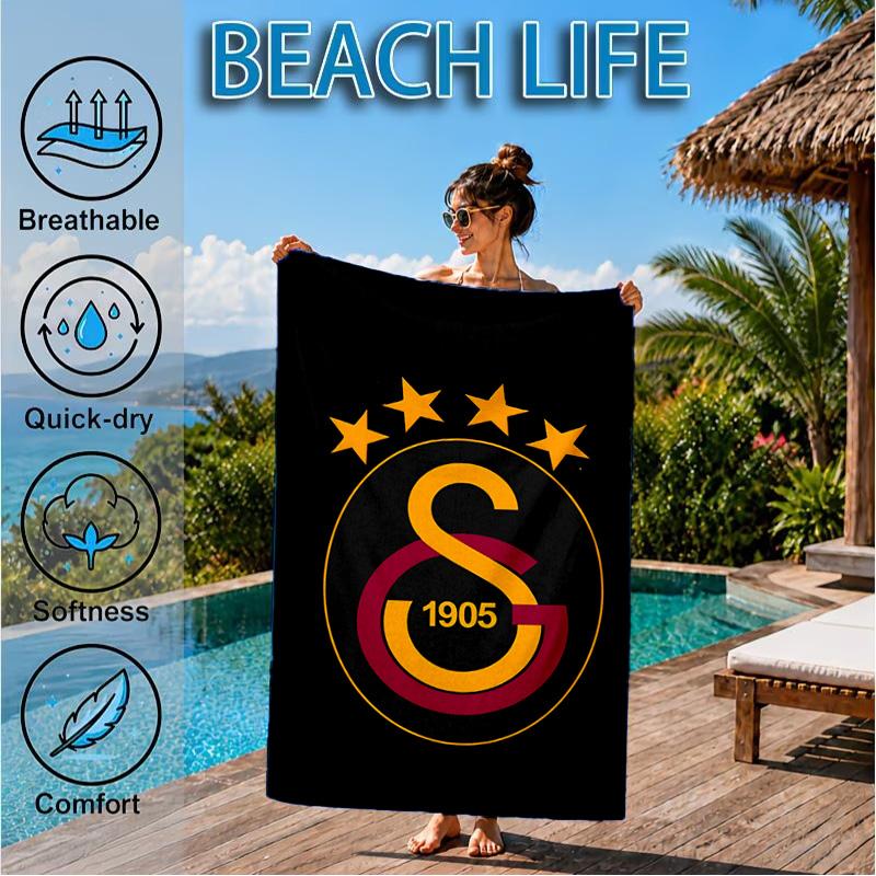 Galatasaray Football Club Emblem Beach Towel, Quick-drying, Easy to Care for, Suitable for Both Fitness and Beach Vacations,Sports Essential