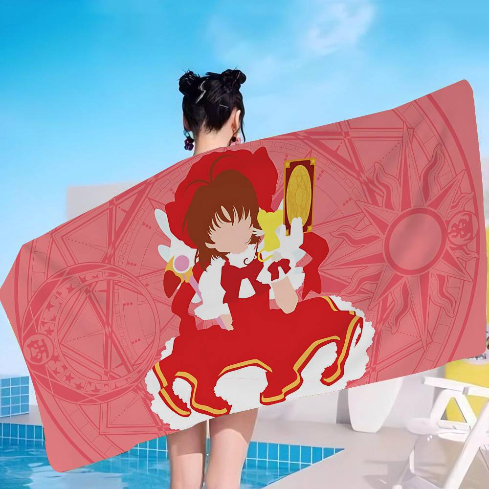 Cardcaptor Anime Sakura Microfiber Printed Beach Towel Mountain Climbing Yoga Beach Swimming Running Absorbent Soft Towel