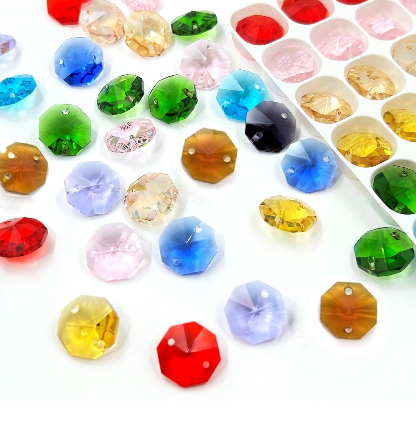 

Sky Voyage Octagonal Beads, 14mm, 2-Hole, Colorful, 10 Colors, 100 Pieces, Suncatcher, Octagon, Parts, Materials, Accessories, Handmade