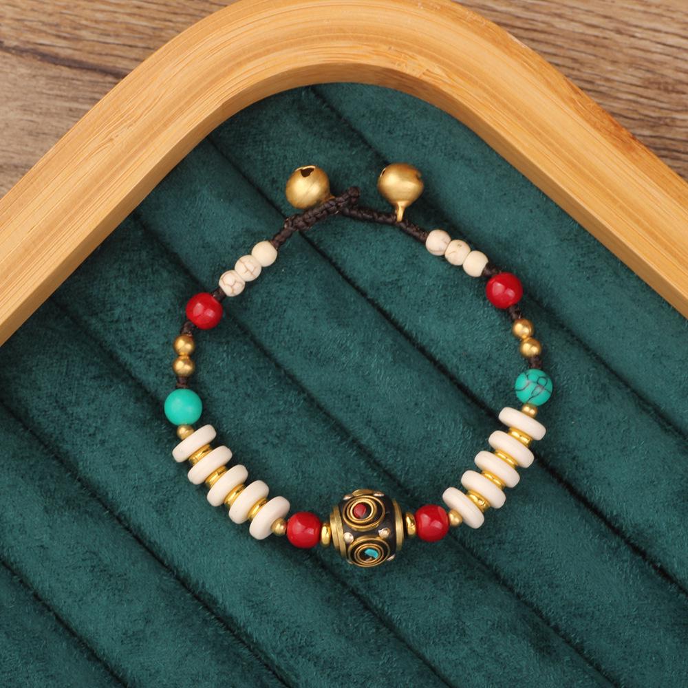Ethnisches Retro Nepalesisches Tibetisches Handgewebtes Türkis Perlen Damenarmband
