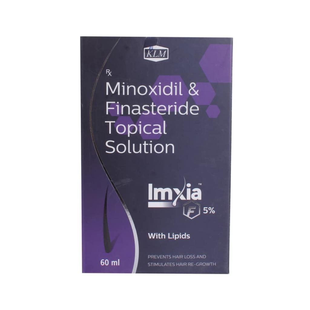 Imxia F 5% - Flacon de 60 ml Solution Topique avec Minoxidil et Finastéride, Pack de 2