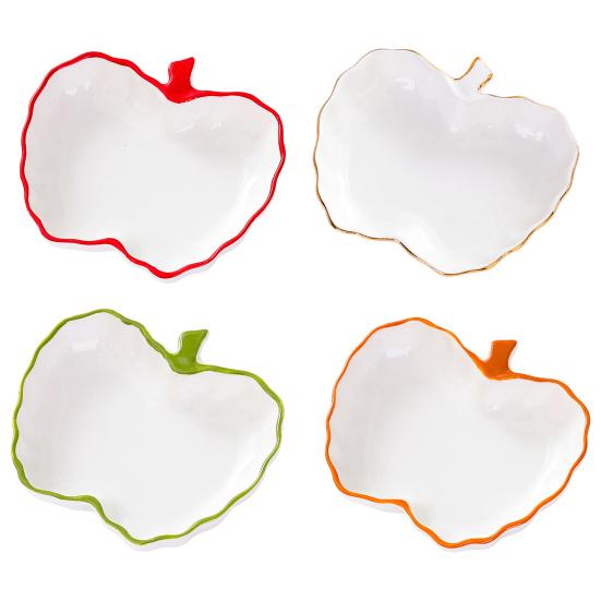 Ceramic Jewelry Dish for Women Small Fruit Shaped Trinket Tray with Ruffle Trim Desktop