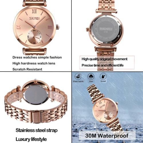 Women's Gold Watch, Simple Design, Ultra-Thin, Waterproof, Classic, Stylish, Casual, Cute, Business, Stainless Steel, Gift