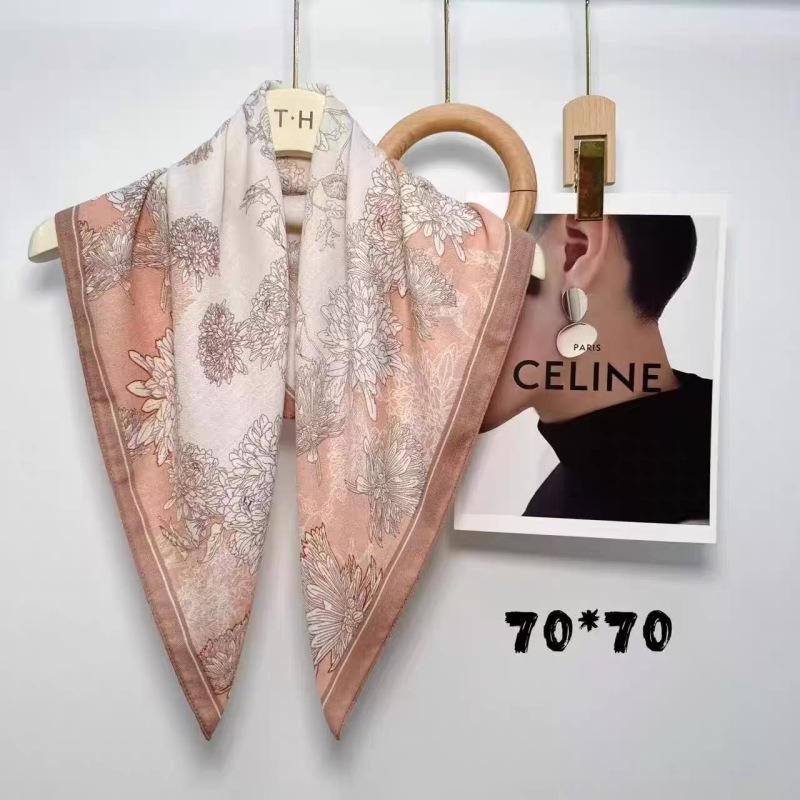 Old Money Wind Cashew Flower Cotton Brown Small Square Scarf Silk Scarf Scarf Shirt Shawl Hair Band Belt Scarf