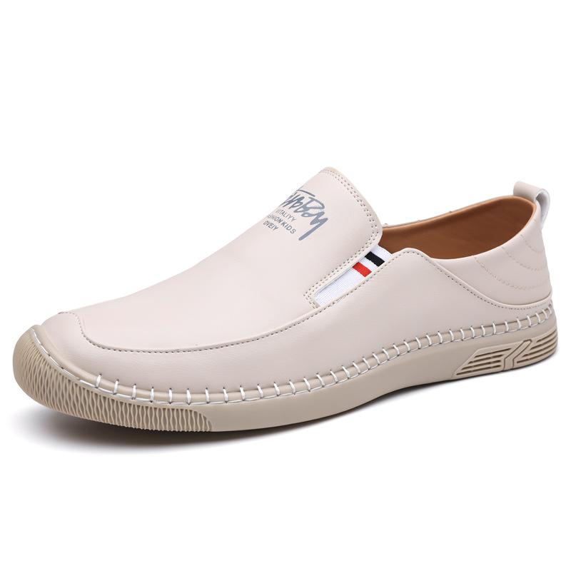 New Men Leather Casual Shoes Comfortable Flat Leisure Shoes Man Slip-on Loafers
