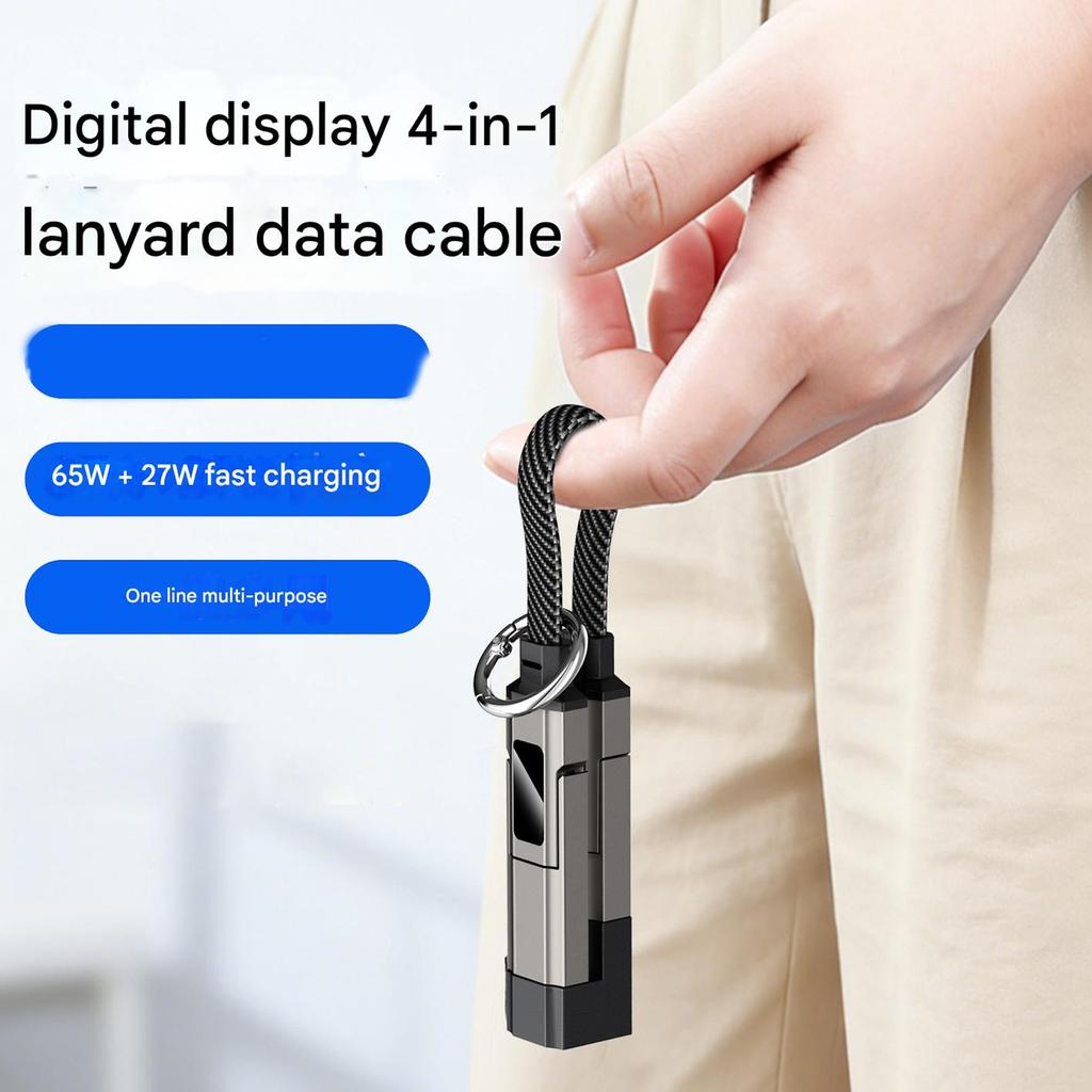 Durability Zinc Alloy Keychain Data Cable with Digital Display PD3.0/PD2.0 Charging Wire &Efficient 40Gbps Data Transfer