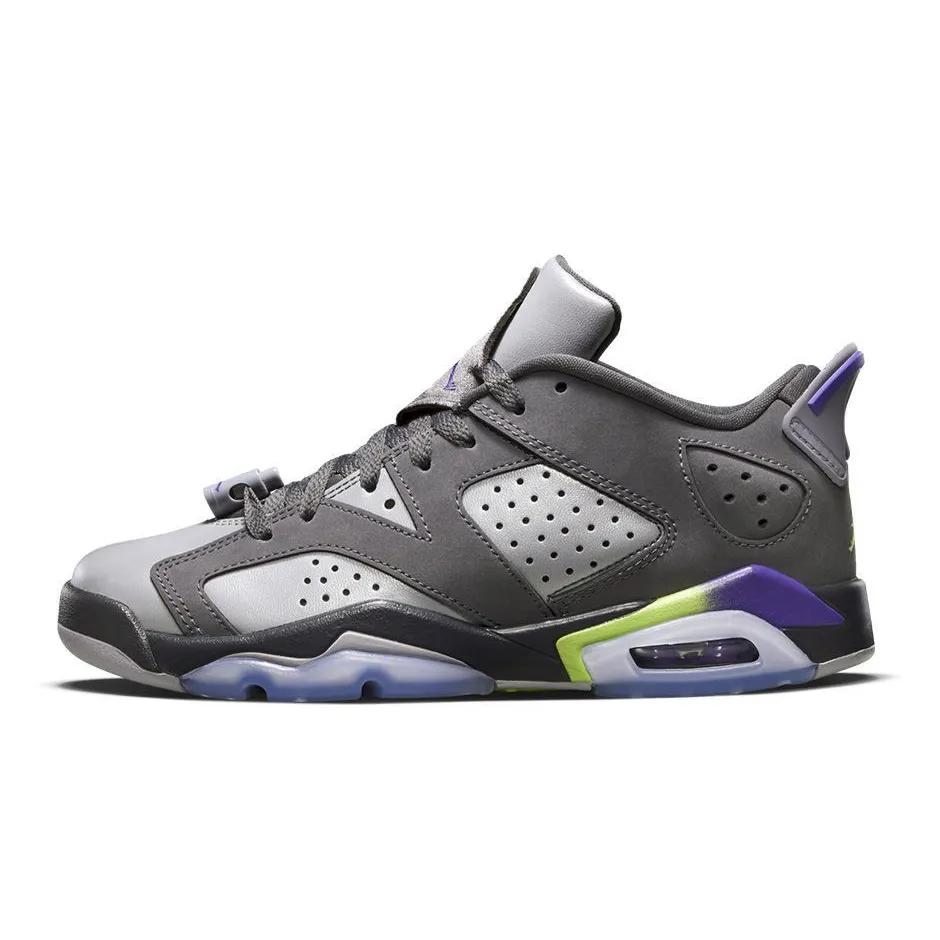 AIr Jordan 6 Low GG 'Dark Grey' (Unisex) Dark Grey / Ultraviolet-Wolf Grey-Ghost Green Vintage Basketball Shoes 768878 008